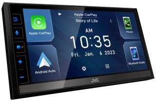 JVC KWM785BW Digital Media Receiver 6.8-inch Capacitive Touch Control Monitor (6.8" WVGA) / Wireless Apple CarPlay / Wireless Android Auto / USB Mirroring for Android Phones / iDatalink Maestro Ready / HDMI Input / Bluetooth® / 13-Band EQ / Short Chassis