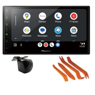 Pioneer DMH-W3050NEX 6.8" Display with LED Backlight  Wireless - Apple CarPlay, Android Auto Amazon Alexa* and Built-in Bluetooth W/ HD Radio + Surface mount Bullet Style Backup Camera + Plastic Removal Tool