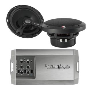 Rockford Fosgate TM400X4AD+T1650+T1650S power marine/powersports 4-channel amplifier — 100 watts RMS x 4 + Power Series 6-1/2" 2-way car speakers