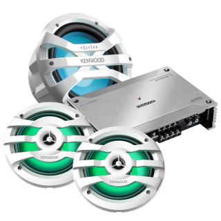 Kenwood KMRXM500BT Marine digital media receiver with built-in Bluetooth| Kenwood KFC-1673MRBL 6.5" 2-Way Marine Speakers with Grilles