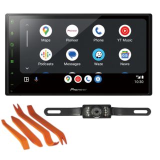 Pioneer DMH-W3050NEX 6.8" Display with LED Backlight  Wireless - Apple CarPlay, Android Auto Amazon Alexa* and Built-in Bluetooth W/ HD Radio + License plate Backup Camera + Plastic Removal Tool