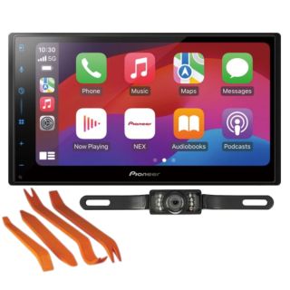 Pioneer DMH-W3000NEX 6.8" Display with LED Backlight  Wireless - Apple CarPlay, Android Auto Amazon Alexa* and Built-in Bluetooth + License Plate Bar Mount Style CMOS Night Vision Color Camera + Plastic Removal Tool