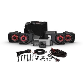 Rockford Fosgate RNGR18-STG4 Audio Kit: PMX-2 Receiver, 1500-Watt Amp, M1 Series Color Optix Multicolor LED Lighted Front & Rear Speakers Plus Subwoofer for Select Polaris Ranger Models (2018-2022)
