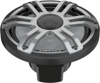 HERTZ HMX 8 S-LD-G - 8" 4-Ohm Coaxial Marine Speakers with RGB LEDs, Gray Sport Grilles, Pair