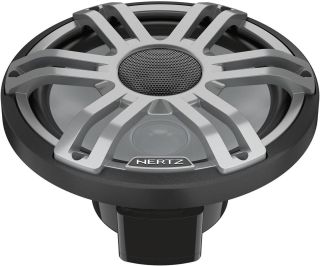 HERTZ HMX 8 S-LD-G - 8" 4-Ohm Coaxial Marine Speakers with RGB LEDs, Gray Sport Grilles, Pair