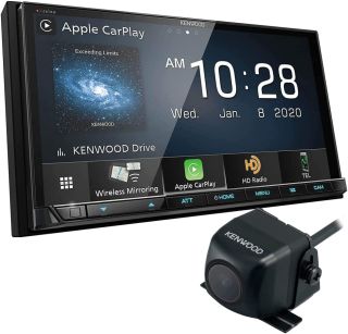 Kenwood DMX907S 6.95" Capacitive Touch Panel Digital Multimedia Receiver with Bluetooth & HD Radio | Plus CMOS-230 Rearview Camera with Universal Mounting Hardware & Video Cable