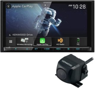 Kenwood Excelon DMX957XR 6.8" Capacitive Touch Panel Digital Multimedia Receiver Bluetooth | Apple CarPlay Android Auto | Plus CMOS-230 Rearview Camera with Universal Mounting Hardware & Video Cable