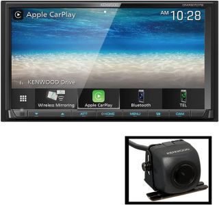 Kenwood DMX9707S 6.95" Digital Media Touchscreen Receiver + Apple CarPlay and Android Auto + CMOS-130 Rear Camera