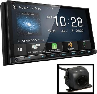 Kenwood Excelon DMX957XR 6.8" Capacitive Touch Panel Digital Multimedia Receiver Bluetooth | Apple CarPlay Android Auto | Plus CMOS-130 Rearview Camera with Universal Mounting Hardware & Video Cable