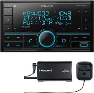 Kenwood DPX305MBT Double DIN in-Dash Digital Media Receiver with Bluetooth (Does not Play CDs), Mechless Car Stereo Receiver, Amazon Alexa Ready - Black, Plus SXV300V1 SiriusXM Tuner
