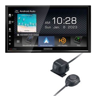 Kenwood DMX809S 6.8” Digital Multimedia Receiver w/HD Radio + Bluetooth and Wireless/Wired Apple CarPlay + Android Auto Ready + CMOS-320LP Universal backup camera with 4 view modes — surface-mount