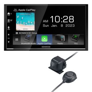 Kenwood DMX809S 6.75" capacitive touchscreen HD display + Bluetooth and Wireless/Wired Apple CarPlay + Android Auto Ready + CMOS-320LP Universal backup camera with 4 view modes — surface-mount