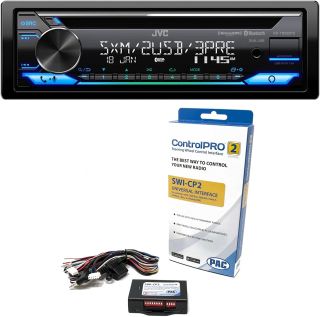 JVC KD-T925BTS Single-Din CD Receiver with AM/FM tuner, built-in Bluetooth & built-in Amazon Alexa + PAC SWI-CP2 Steering Wheel Interface