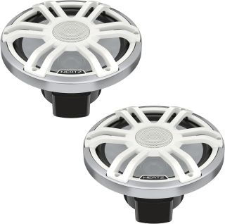 HERTZ HMX 8 S-LD-SW - 8" 4-Ohm Coaxial Marine Speakers with RGB LEDs, White Sport Grilles, Pair