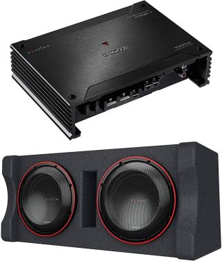Kenwood X502-1 eXcelon 500-Watt @ 2 Ohms Class D Subwoofer Amplifier | Plus KENWOOD eXcelon P-XW1221DHP 2-ohm Ported Enclosure with Two 12" Subwoofers