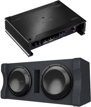 Kenwood X502-1 eXcelon 500-Watt @ 2 Ohms Class D Subwoofer Amplifier |Plus KENWOOD Excelon P-XW1221D Ported 2-ohm Dual Loaded Enclosure with Two 12" Subwoofers