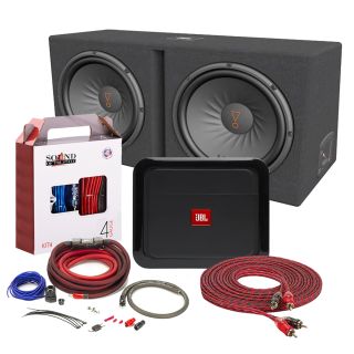 JBL AMPCBA600Z CLUB A600 High performance Mono subwoofer car amplifier 350 watts RMS x 1 at 4 ohms  (600 watts RMS x 1 at 2 ohms)+ SUBST1200DZ Stage Series ported enclosure with two 12" subwoofers + Wire kit Package (Factory Refurbished)