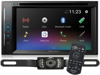Pioneer AVH-240EX DVD Receiver 6.2"- Resistive Touchscreen, Amazon Alexa Built-in when Paired with Pioneer Vozsis App, Bluetooth + CXE5116 Remote Control + SV5130IR License Plate Style Back up Camera