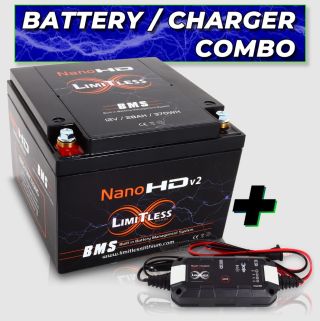 LIMITLESS LITHIUM Nano -HDv2 30AH Motorcycle / Power sports Battery With Smart Tender