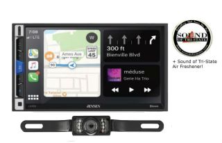 Jensen CAR70V 7" Mechless Receiver w/ CarPlay, Android Auto & Bluetooth w/ License Plate Back- up Camera
