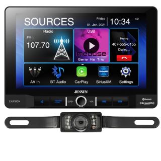 Jensen CAR910W Digital Multimedia Receiver (does not play discs) + License Plate Style Backup Camera