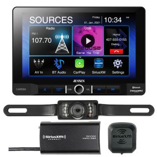 Jensen CAR910X Digital Multimedia Receiver + SiriusXM SXV300V1 Tuner + License Plate Style Backup Camera (does not play discs)