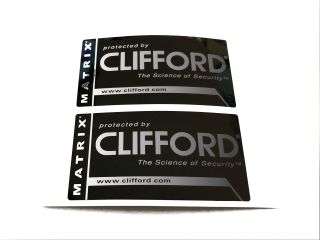 (2) CLIFFORD Warning Stickers. Car Alarm Security System Decals
