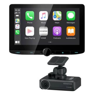 Kenwood  DMX1037S 10.1" Digital Multimedia Receiver w/ AM/FM Tuner, Built-in Bluetooth, Built-in HD Radio + DRV-N520 Drive Recorder HD dash cam for use with select Kenwood video receivers