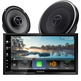 Kenwood DMX709S 6.75" capacitive touchscreen HD display + Bluetooth and Wireless/Wired Apple CarPlay + Android Auto Ready + CMOS-230LP Universal backup camera— License Plate Mount and Bracket
