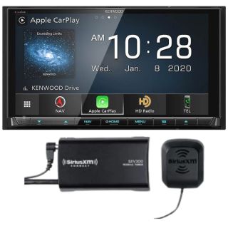 Kenwood Excelon DNX997XR 6.8" HD Screen Navigation/DVD Receiver with CarPlay and Android Auto + SXV300V1 Tuner Kit for Satellite Radio