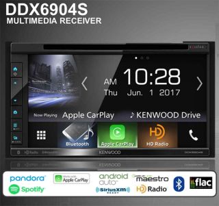 Kenwood eXcelon DDX6904S 6.8” WVGA DVD Receiver, Car Play Ready,  Android Auto Ready, Dash-Cam Ready, Bluetooth, Rear USB, Pandora/Spotify Link for iPhone and Android phone, SiriusXM Ready, iDatalink Ready, Front and Rear Camera Inputs