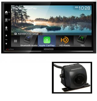 Kenwood DMX809S 6.8” Digital Multimedia Receiver w/HD Radio + Bluetooth and Wireless/Wired Apple CarPlay + Android Auto Ready + CMOS-130 Universal Rear View Backup Camera CMOS130
