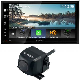 Kenwood DMX809S 6.8” Digital Multimedia Receiver w/HD Radio + Bluetooth and Wireless/Wired Apple CarPlay + Android Auto Ready + CMOS-230 Universal backup camera — surface-mount