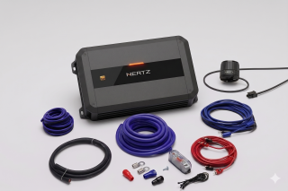 Hertz DP 4.300 DIECI Power amplifier DP 4.300 Ch: 4 - 3 - 2 | 840 W with HRC02 Bass Knob and 4ga Amplifier Wiring Kit