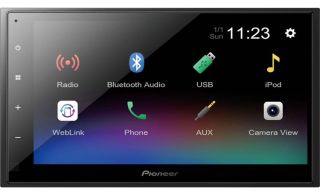 6.8" capacitive touchscreen display with variable color button illumination Digital multimedia receiver (does not play CDs) w/ built-in Bluetooth