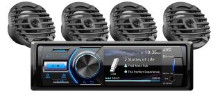 JVC KD-X560BT Digital media receiver for Jeep, powersports, or marine applications (does not play CDs) bundled with 2 pair of 6-1/2" Hertz 2-Way Marine Speakers 