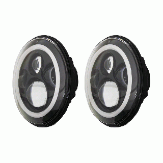 Heise HE-PBHL702 - Jeep 7 In Round 4 LED W/Halo/Turn Signal - Black Front Face
