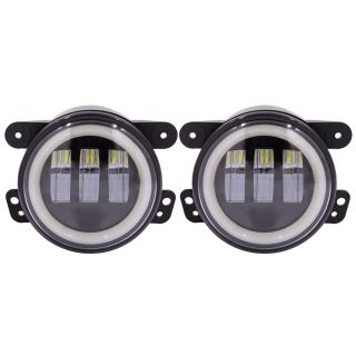 Heise JP-702FLB Fog Lights with Black Face and Full Halo - 4 Inch, 6 LED