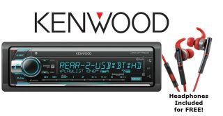 Kenwood KDC-BT772HD CD receiver with a Pair of KH-SR800R red In Ear Sport Headphones Included!