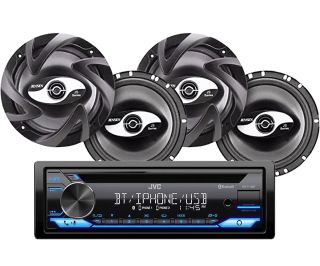 JVC KD-T710BT CD Receiver + JS265 2-Way Coaxial Car Speakers - two Pair