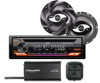 JVC KD-T910BTS CD Receiver + 6.5" JS265 2-Way Coaxial Car Speakers - Pair + SiriusXM SXV300V1 Tuner