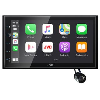 JVC KW-M56BT Digital Multimedia Receiver w/ AM/FM tuner, Android Auto / CarPlay (does not play CDs) with Bullet Style Backup Camera Package