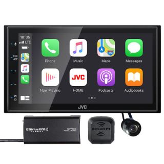 JVC KW-M56BT Digital Multimedia Receiver w/ AM/FM tuner, Android Auto / CarPlay (does not play CDs), with SiriusXM Tuner and Antenna and Bullet Style Backup Camera Package