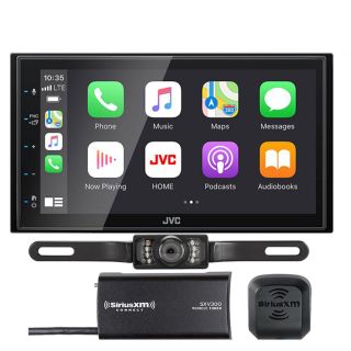 JVC KW-M56BT Digital Multimedia Receiver w/ AM/FM tuner, Android Auto / CarPlay (does not play CDs), SiriusXM Satellite Radio Tuner, Antenna and License Plate Style Backup Camera Package
