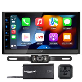 JVC KW-M785BW Digital Multimedia Receiver (does not play discs) + SiriusXM SXV300V1 Tuner with License Plate Style Backup Camera