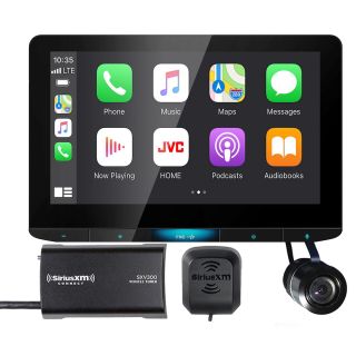 JVC KWZ1000W 10.1" HD Floating Digital Multimedia Receiver with Bluetooth Apple CarPlay and Android Auto bundled with + SXV300V1 SiriusXM Satellite Radio + Bullet Style Backup Camera (Does Not Play discs)