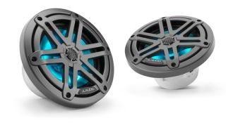JL Audio M3-650X-S-Gm-i 6.5-inch Marine Coaxial Speakers, Gunmetal Sport Grilles with RGB LED Lighting