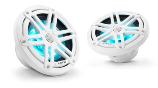 JL Audio M3-650X-S-Gw-i 6.5-inch Marine Coaxial Speakers, Gloss White Sport Grilles with RGB LED Lighting