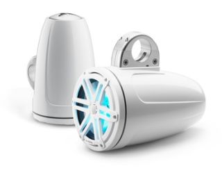 JL Audio M3-770ETXv3-Gw-S-Gw-i M3 7.7-inch Marine Enclosed Coaxial Speaker System - Gloss White Enclosure, Gloss White Sport Grille with RGB LED Lighting