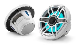 JL Audio M6-650X-S-GwGw-i: 6.5-inch Marine Coaxial Speakers with Transflective™ LED Lighting, Gloss White Trim Ring, Gloss White Sport Grille